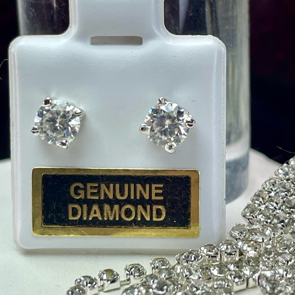 1ct Diamond CERTIFIED studs silver 925 - Picture 13 of 16